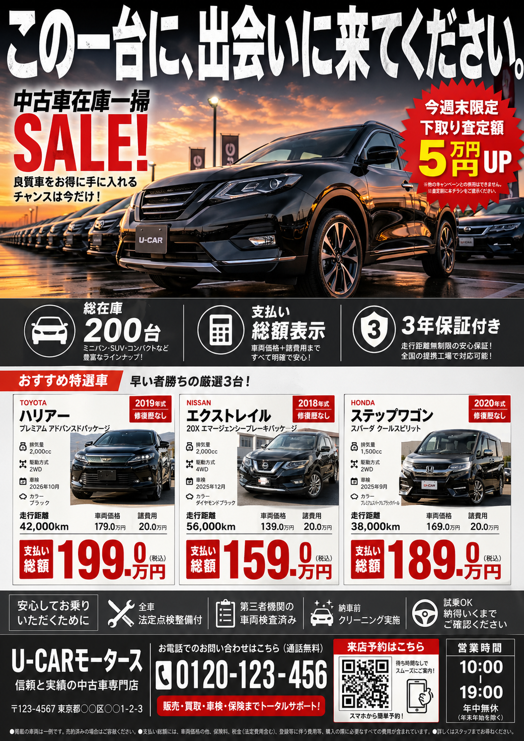 中古車販売店 — 信頼と掘り出し物感 のAI生成画像
