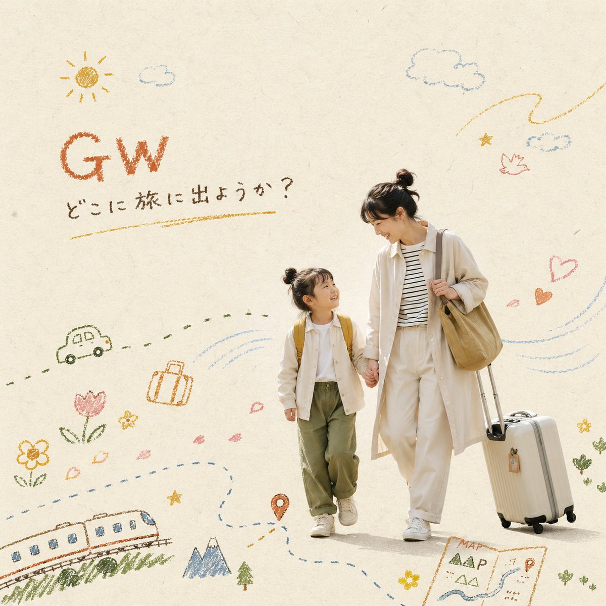 GWの家族旅行広告 のAI生成画像