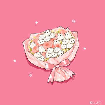 白猫の花束 のAI生成画像