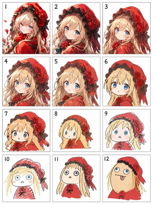 赤ずきん少女の表情バリエーション のAI生成画像