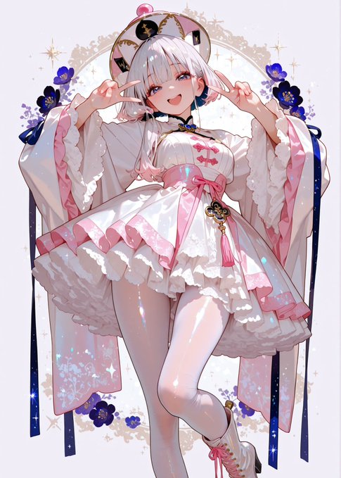 白銀の巫女少女 のAI生成画像