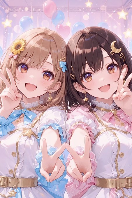 アイドルデュオの輝き のAI生成画像
