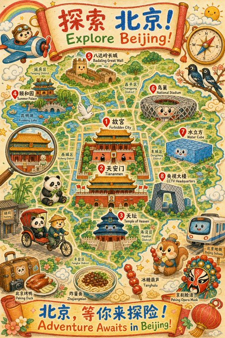 北京観光イラストマップ のAI生成画像