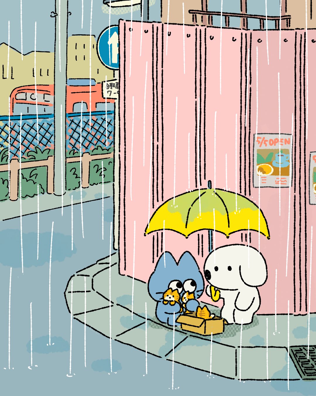雨の日の保護猫 のAI生成画像