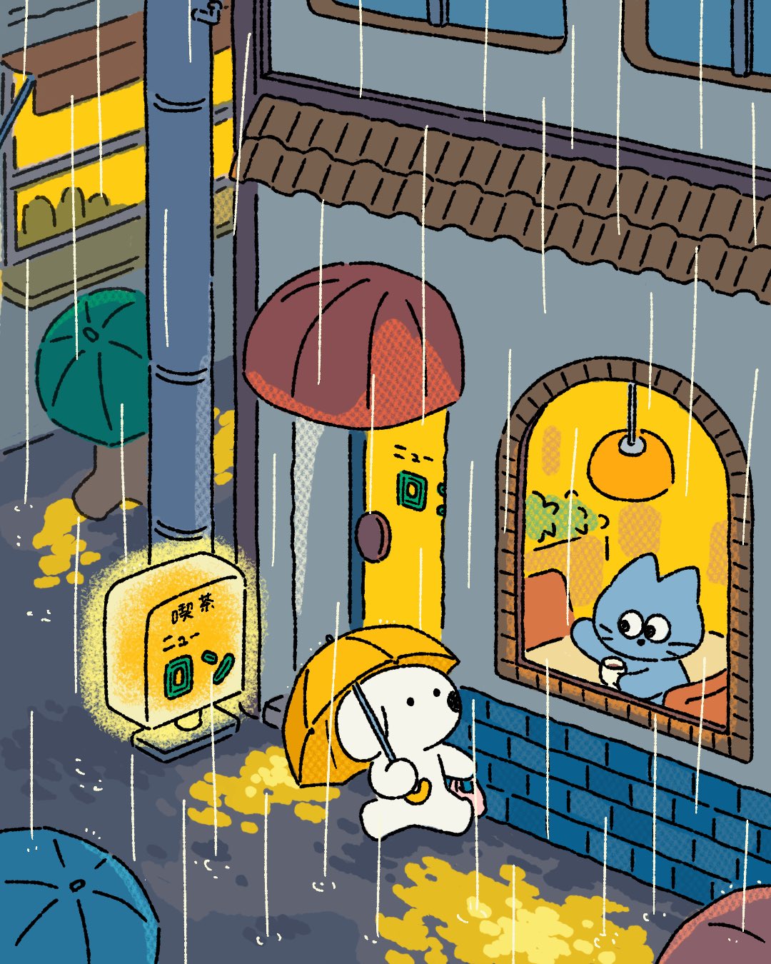 雨の日の喫茶店 のAI生成画像