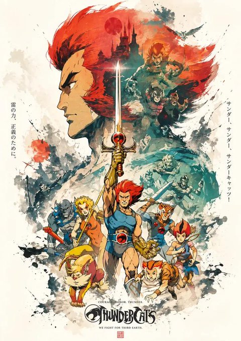 サンダーキャッツ日本風ポスター のAI生成画像