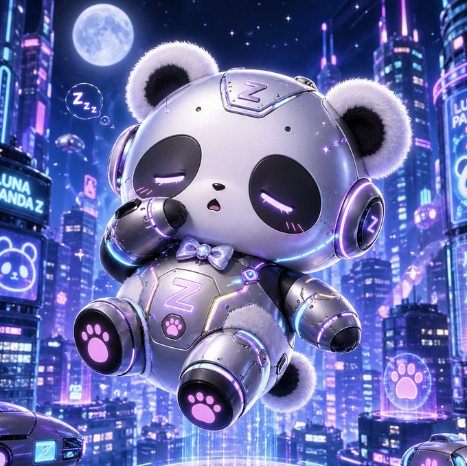 サイバーパンダロボット夜空 のAI生成画像