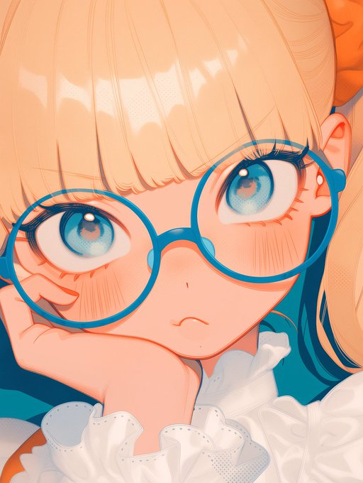 メガネ少女のクローズアップ のAI生成画像