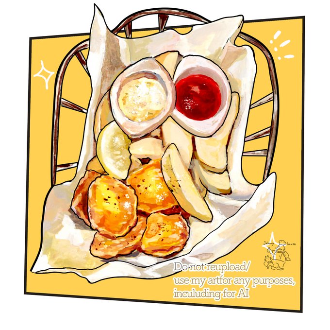 フライドチキンとポテトのイラスト のAI生成画像
