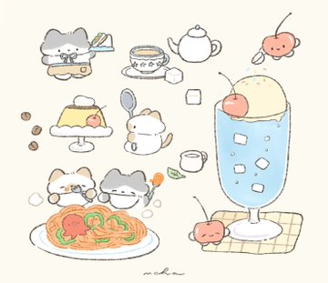 ねこたちのカフェごはん のAI生成画像