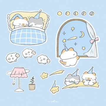 ねこのおやすみスタンプ のAI生成画像