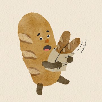 バゲットキャラが走る のAI生成画像