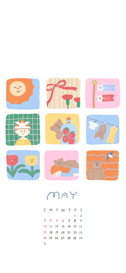 5月のかわいいイラストカレンダー のAI生成画像