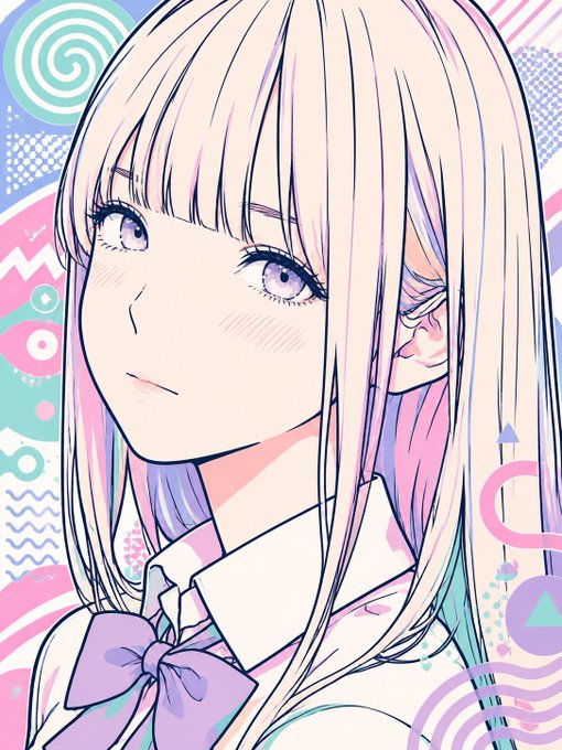 パステルアニメ少女の上半身 のAI生成画像