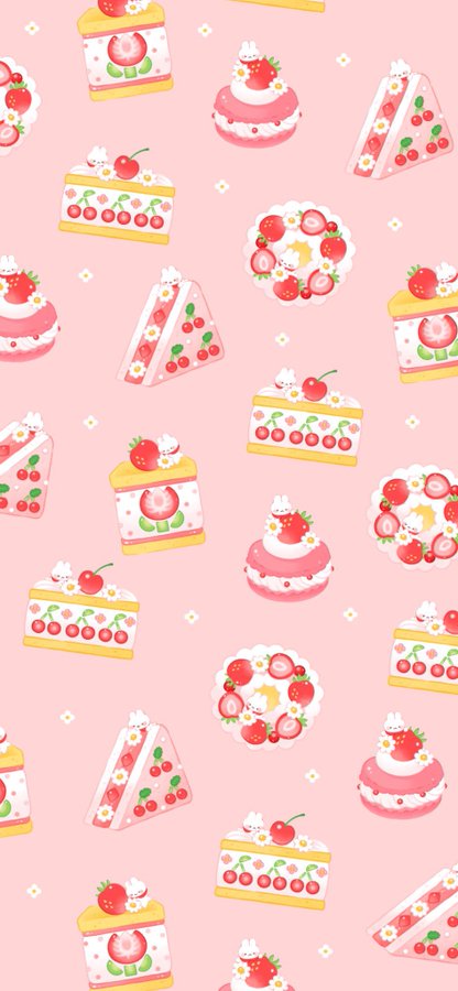 いちごケーキの壁紙パターン のAI生成画像