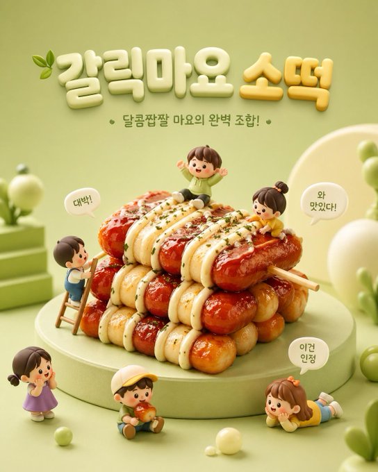 ガーリックマヨ韓国串餅広告 のAI生成画像