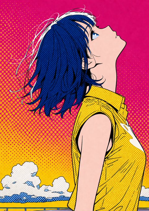 空を見上げる夏の少女 のAI生成画像