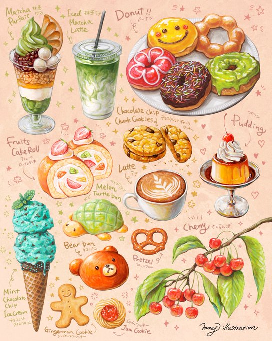 カフェスイーツイラスト図鑑 のAI生成画像