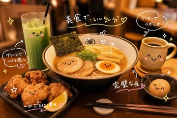 ラーメン定食の幸せな夜 のAI生成画像