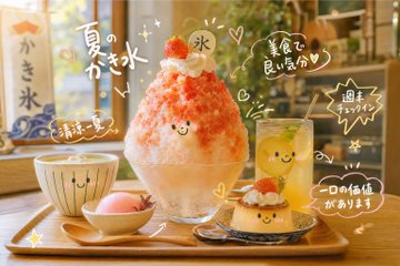 夏のかき氷カフェセット のAI生成画像