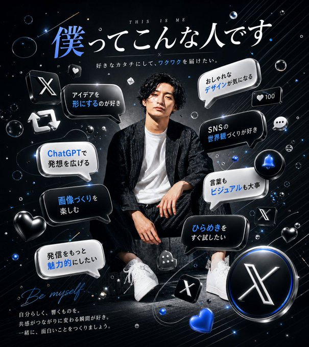 僕ってこんな人です自己紹介 のAI生成画像