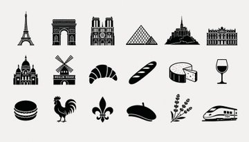 フランスアイコンセット のAI生成画像