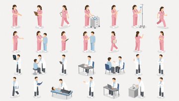 医療スタッフのアイソメアイコン集 のAI生成画像