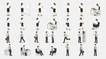 ビジネスパーソン等角図セット のAI生成画像
