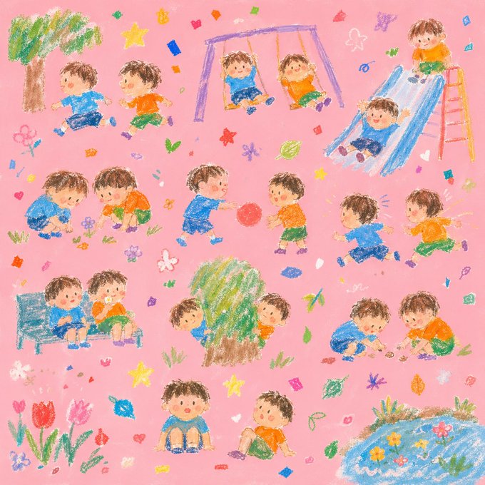 公園で遊ぶ子どもたち のAI生成画像