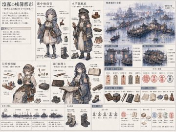 塩霧の帳簿都市設定資料 のAI生成画像