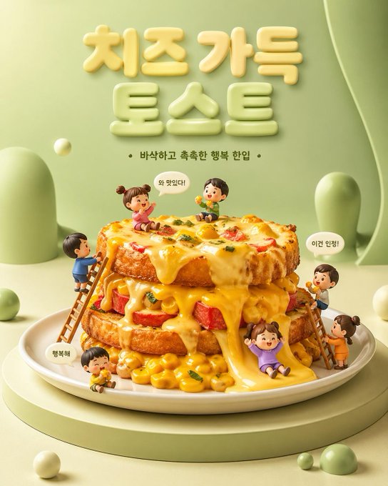 チーズたっぷりトースト広告 のAI生成画像