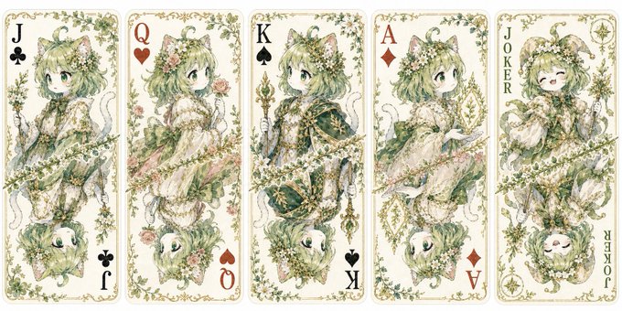 猫耳少女のトランプカード のAI生成画像