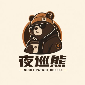 夜巡熊コーヒーロゴ のAI生成画像