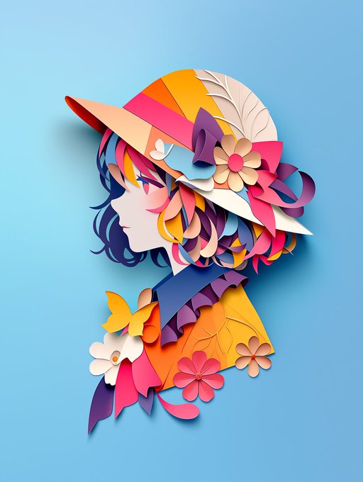 ペーパーカットアート少女 のAI生成画像