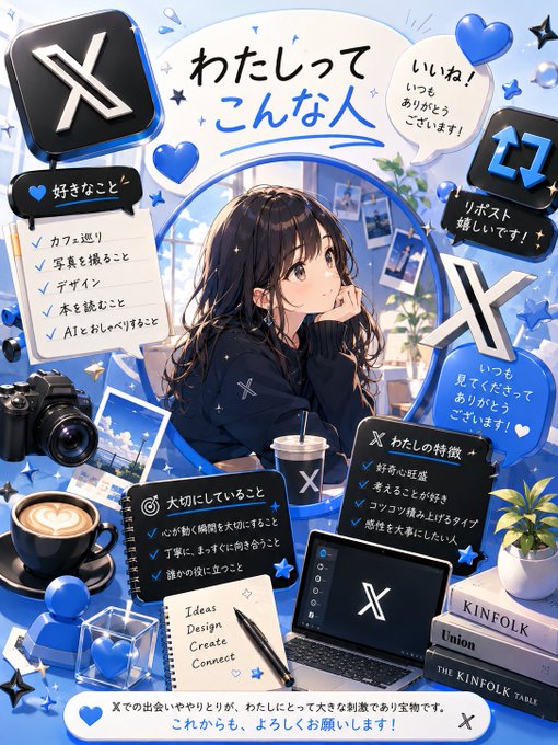 Xプロフィール自己紹介カード のAI生成画像