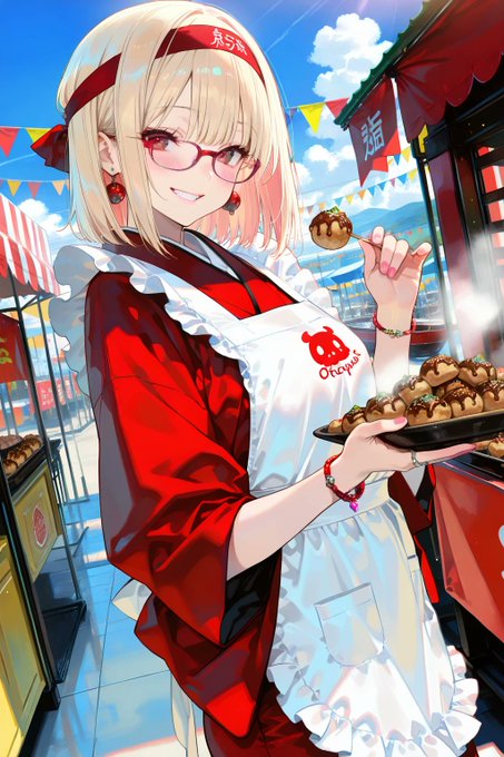 たこ焼き屋の看板娘 のAI生成画像