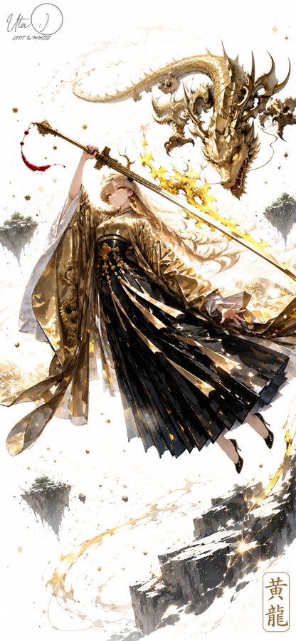 黄龍と金の槍姫 のAI生成画像