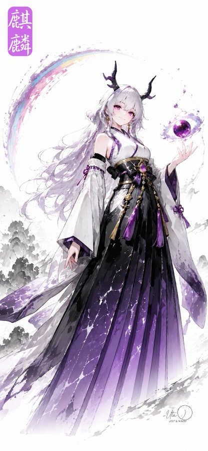 紫眼の神龍少女 のAI生成画像