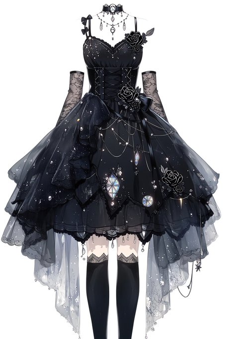 黒薔薇ゴシックドレス のAI生成画像