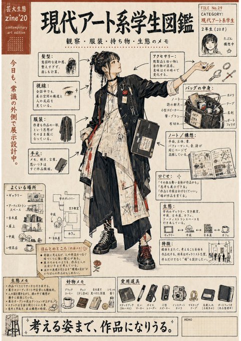 現代アート系学生図鑑 のAI生成画像