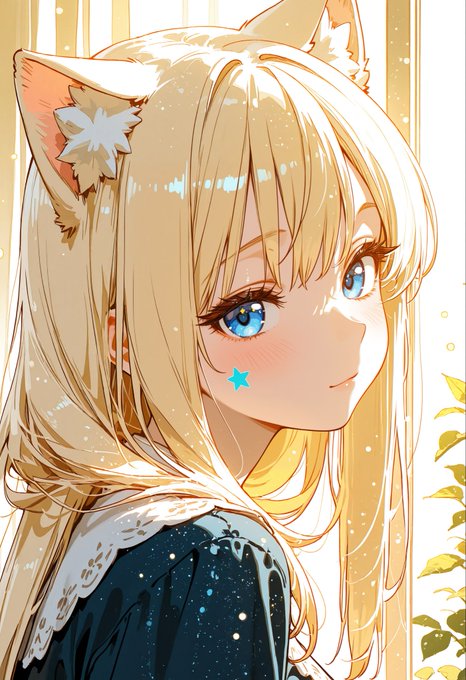 猫耳少女の横顔 のAI生成画像