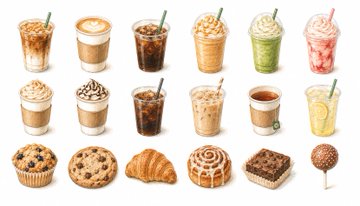 スタバ風ドリンク&フードイラスト集 のAI生成画像