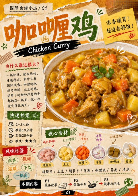 チキンカレーレシピポスター のAI生成画像
