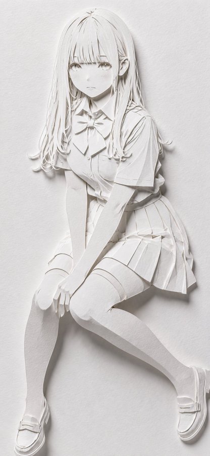 白い紙細工の少女 のAI生成画像