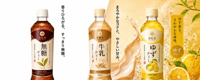 和紅茶3種フレーバー広告 のAI生成画像
