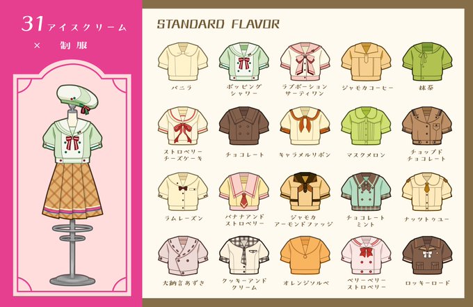 アイスクリーム制服デザイン集 のAI生成画像