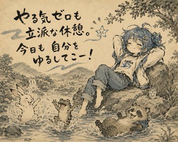 やる気ゼロも立派な休息 のAI生成画像