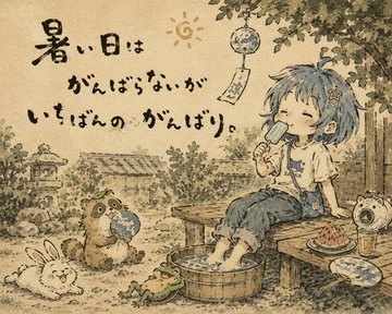 暑い日はがんばらないがいちばん のAI生成画像