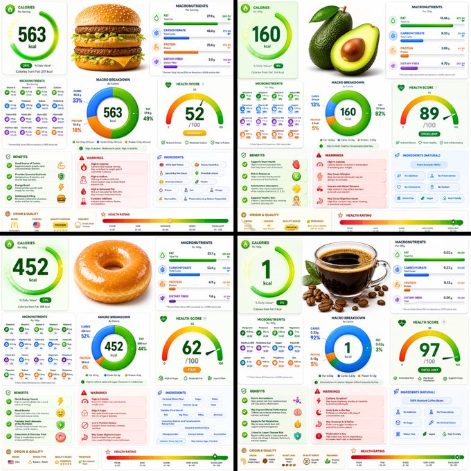 食品栄養成分インフォグラフィック のAI生成画像