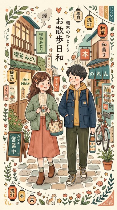 週末のお散歩日和 のAI生成画像